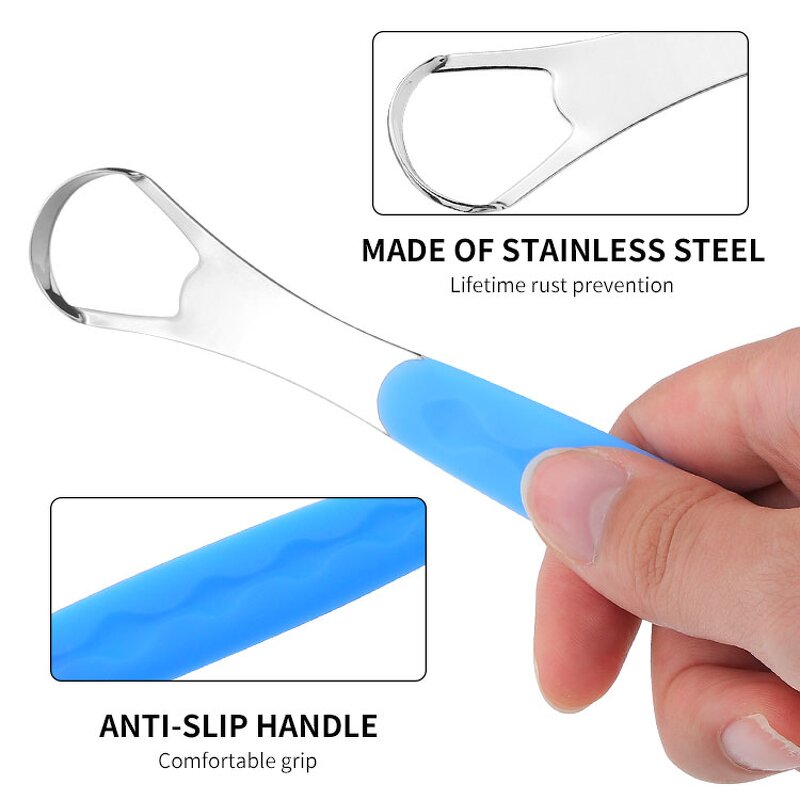 Tongue Cleaner Manufacturer - High Quality Food Grade Stainless Steel Silicone Handle With Travel Case Custom Logo Packaging
