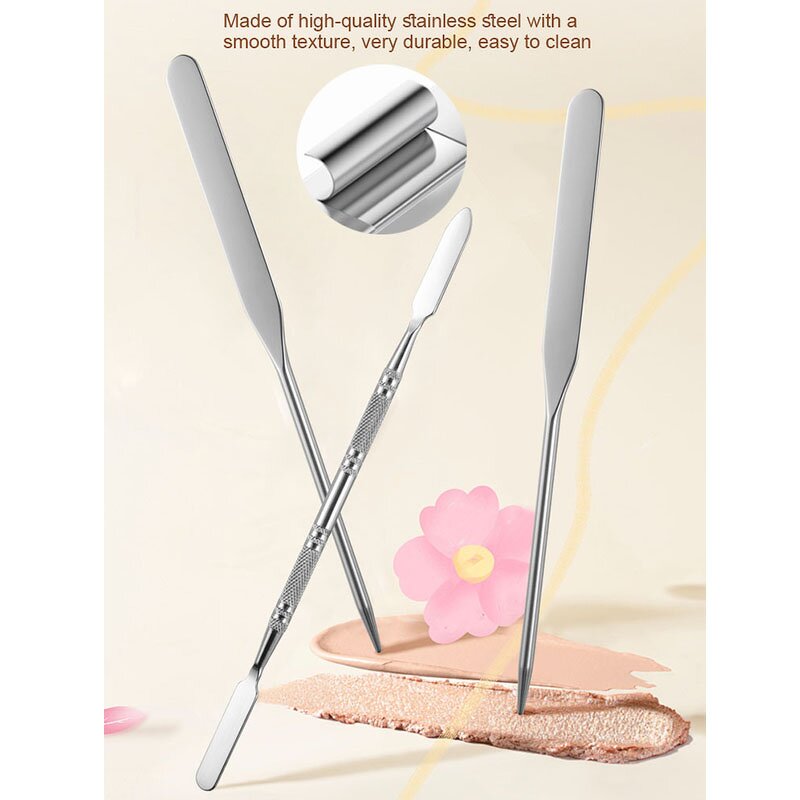 Makeup Spatula Brush Set Manufacturer - Custom Foundation Liquid Cream Mixing Stainless Steel Facial Shadow Mix Palette Tool