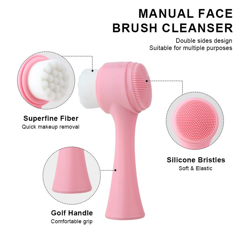 Facial Cleansing Brush Set Manufacturer - Best 2-in-1 Manual Vibrating Silicone and Headband Portable Deep Pore Exfoliating Brush