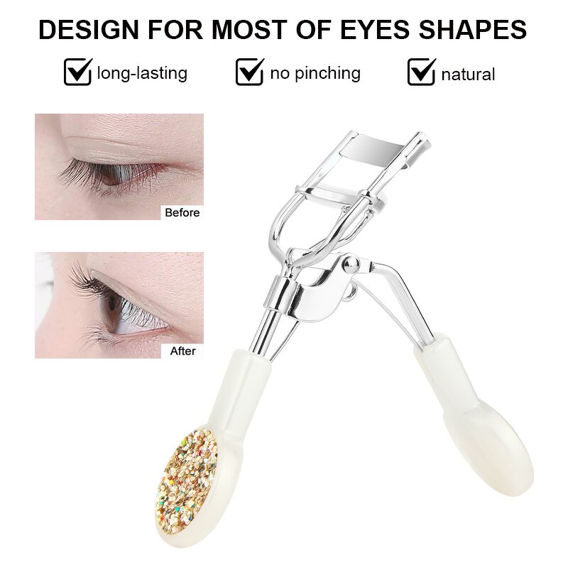 Eyelash Curler Manufacturer - Portable Diamond Wide Handle Stainless Steel Cosmetic False Eyelash Curling Clip