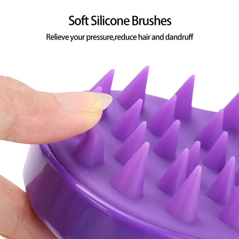 Scalp Massager Comb Manufacturer - Hot Sales Silicone Plastic Handle Handheld Head Shampoo Brush for Hair Growth