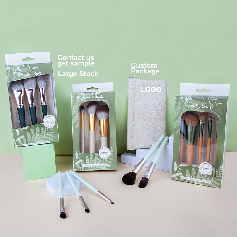 Makeup Brush Set Manufacturer - Custom Logo Soft Animal Hair Synthetic Highlight Face Powder Blush Concealer Brushes with PU Bag