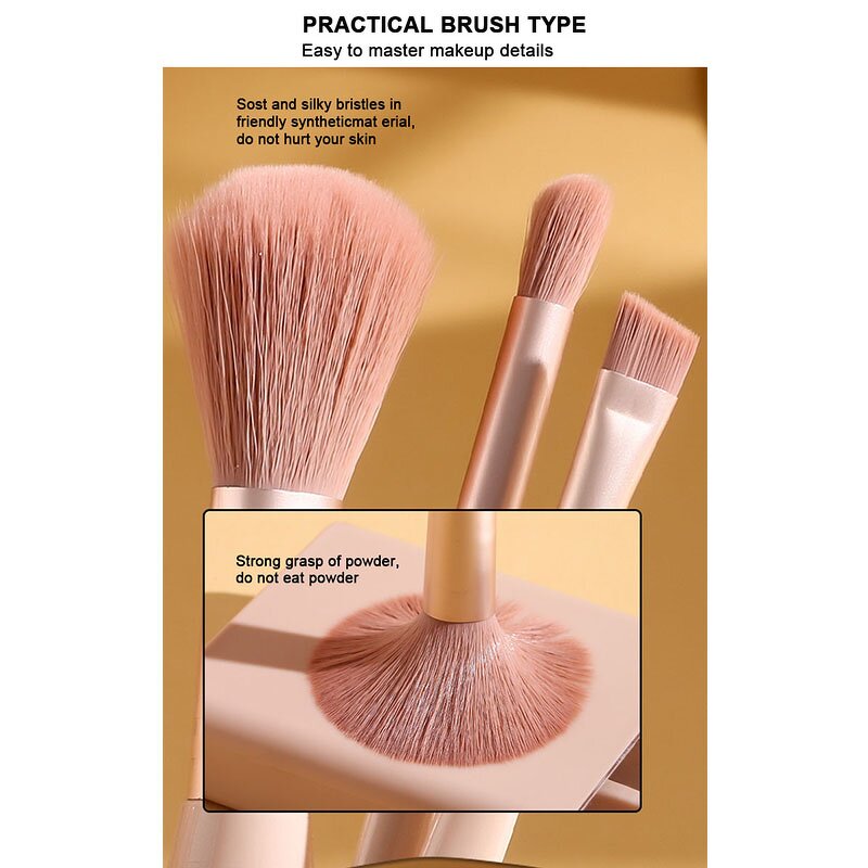 Travel Makeup Brush Set Manufacturer - Hot Selling 5pcs Mini Ultra Soft Synthetic Cosmetic Brushes with Mirror Case