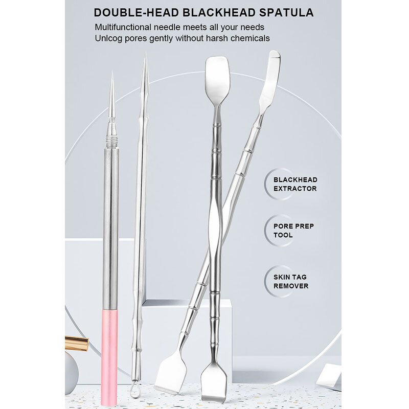 Blackhead Remover Sticks Manufacturer - High Quality Stainless Steel Double-Head Spatula Acne Whitehead Extractor Pore Cleaner