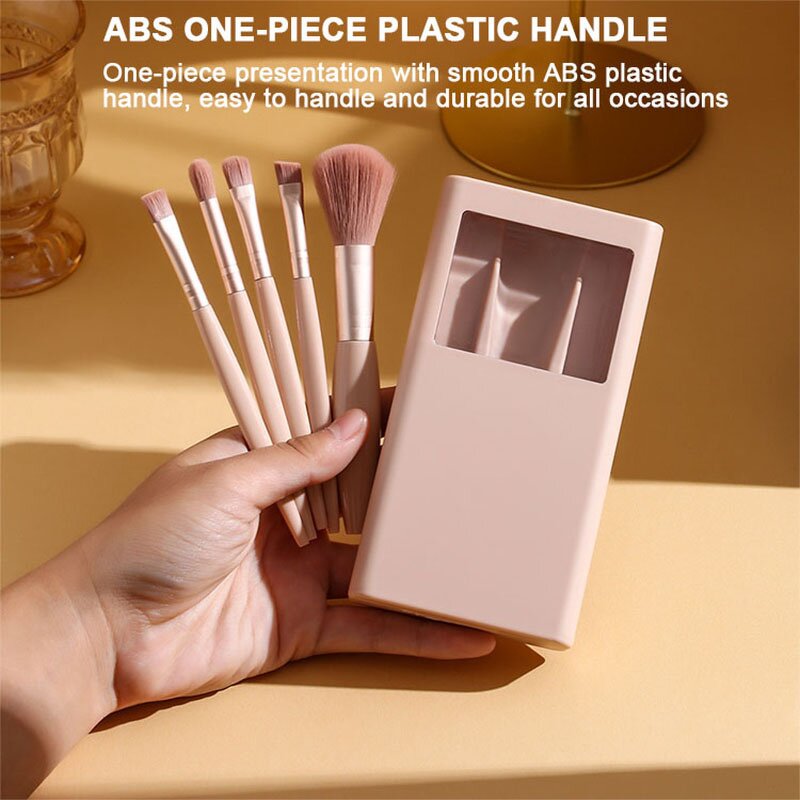 Travel Makeup Brush Set Manufacturer - Hot Selling 5pcs Mini Ultra Soft Synthetic Cosmetic Brushes with Mirror Case