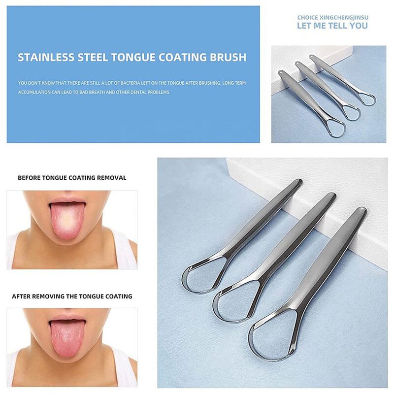 Tongue Cleaner Manufacturer - Factory Wholesale Stainless Steel Reduce Bad Breath Oral Care Tool With Travel Case