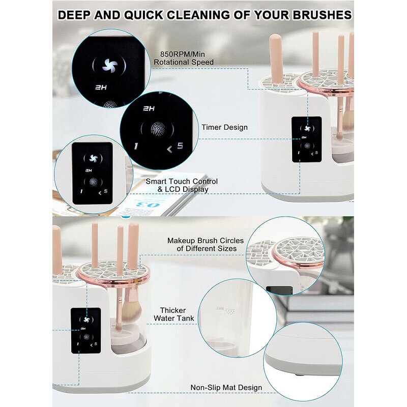 Makeup Brush Cleaner Manufacturer - Factory Price 3 in 1 USB Electric Automatic Cleaning Quick-Drying Cosmetics Brush Washer