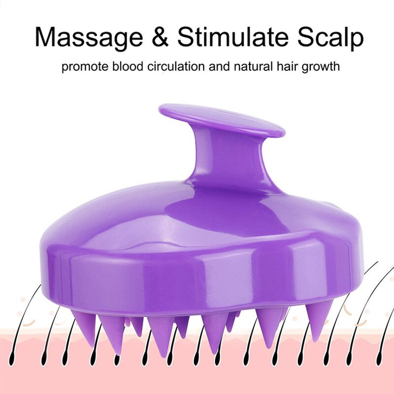 Scalp Massager Comb Manufacturer - Hot Sales Silicone Plastic Handle Handheld Head Shampoo Brush for Hair Growth