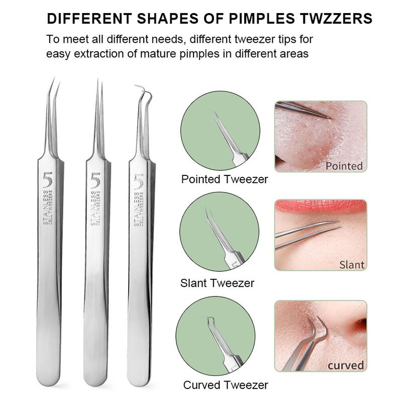 Blackhead Remover Set Manufacturer - Professional Stainless Steel Pimples Popper Comedone Extractor Tool for Nose Face Skin