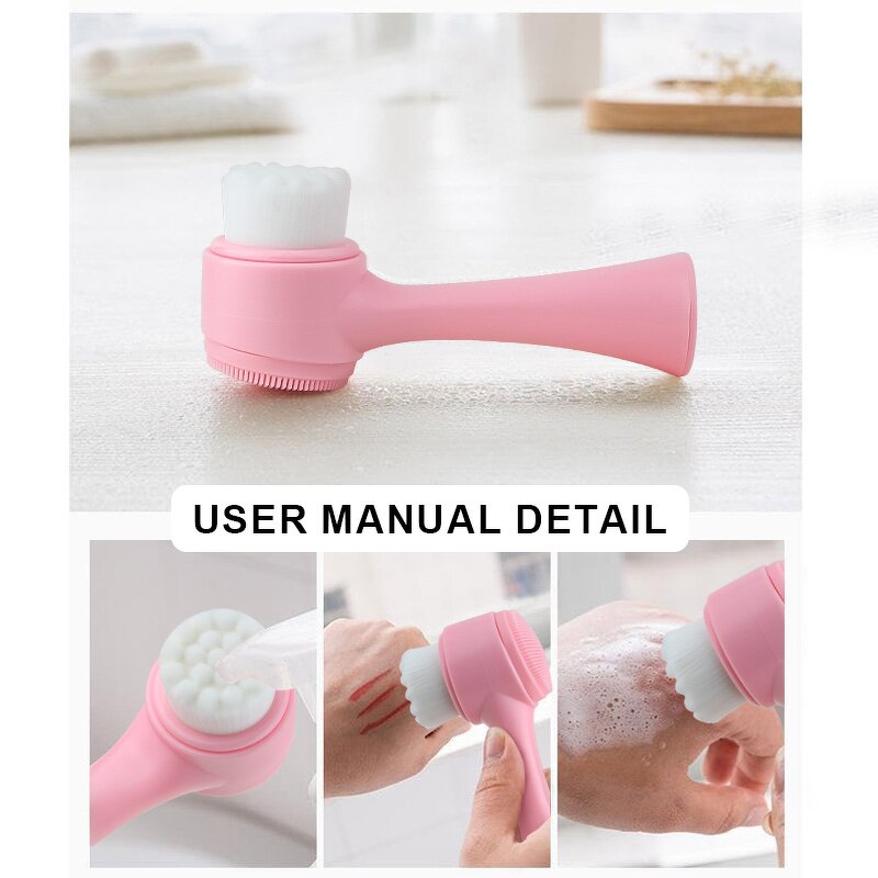 Facial Cleansing Brush Set Manufacturer - Best 2-in-1 Manual Vibrating Silicone and Headband Portable Deep Pore Exfoliating Brush