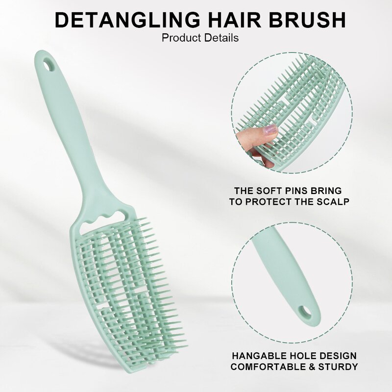 Hair Styling Brush Manufacturer - Personalize Large Curved Fluffy Rib Comb Wet Dry Salon Detangler for Female