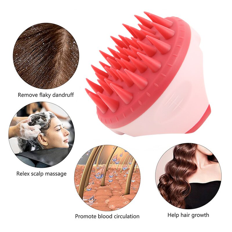 Shampoo Hair Brush Manufacturer - Hot Selling Bath Soft Silicone Women Head Scalp Massager Dandruff Removal Exfoliator Tool