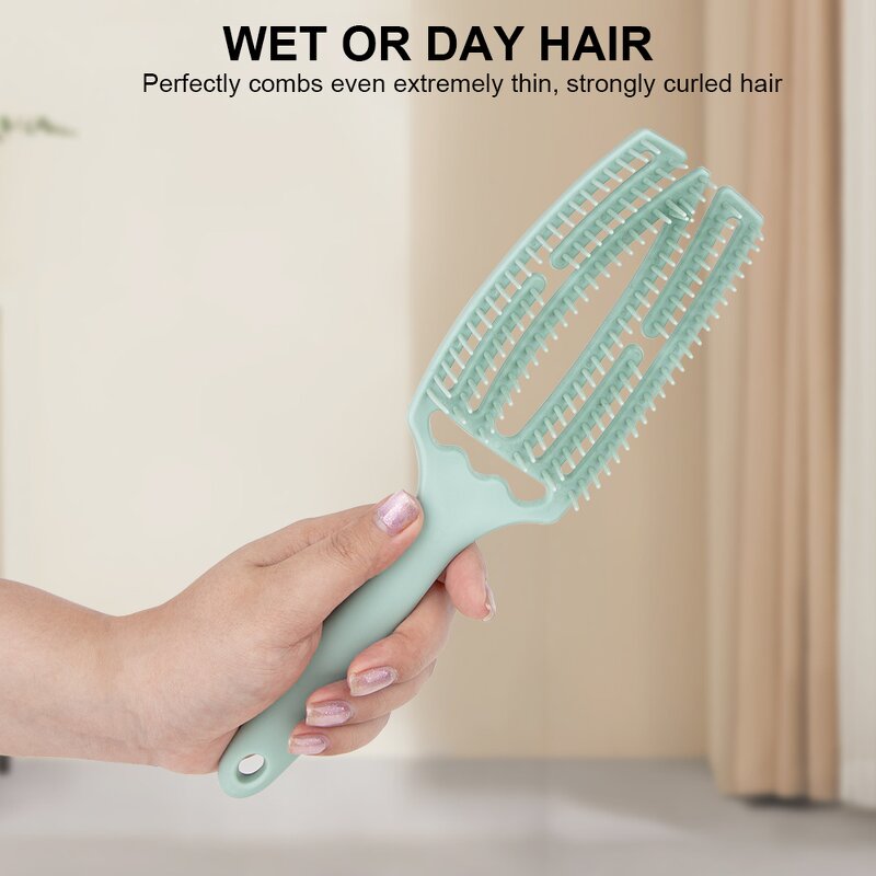 Hair Styling Brush Manufacturer - Personalize Large Curved Fluffy Rib Comb Wet Dry Salon Detangler for Female