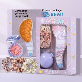 Hair Styling Tools Kit Manufacturer - Custom Gift Box Portable Anti-static Air Cushion Comb Detangling Brushes Set