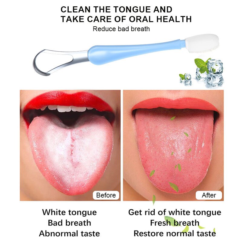 Tongue Cleaner Manufacturer - Custom Logo 2 in 1 Dual Head Healthy Oral Care Tool Adults Kids With Soft Bristles Toothbrush