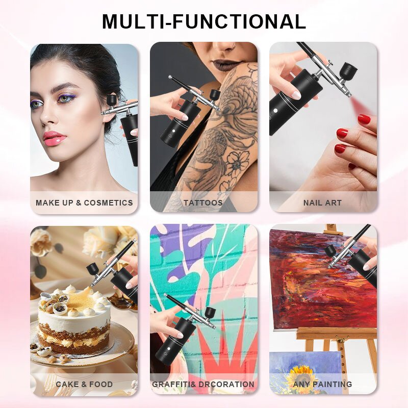 Airbrush Kit Manufacturer - Professional Paint Cordless Rechargeable Air Compressor Gun Spray for Nail Art Salon Makeup Cake