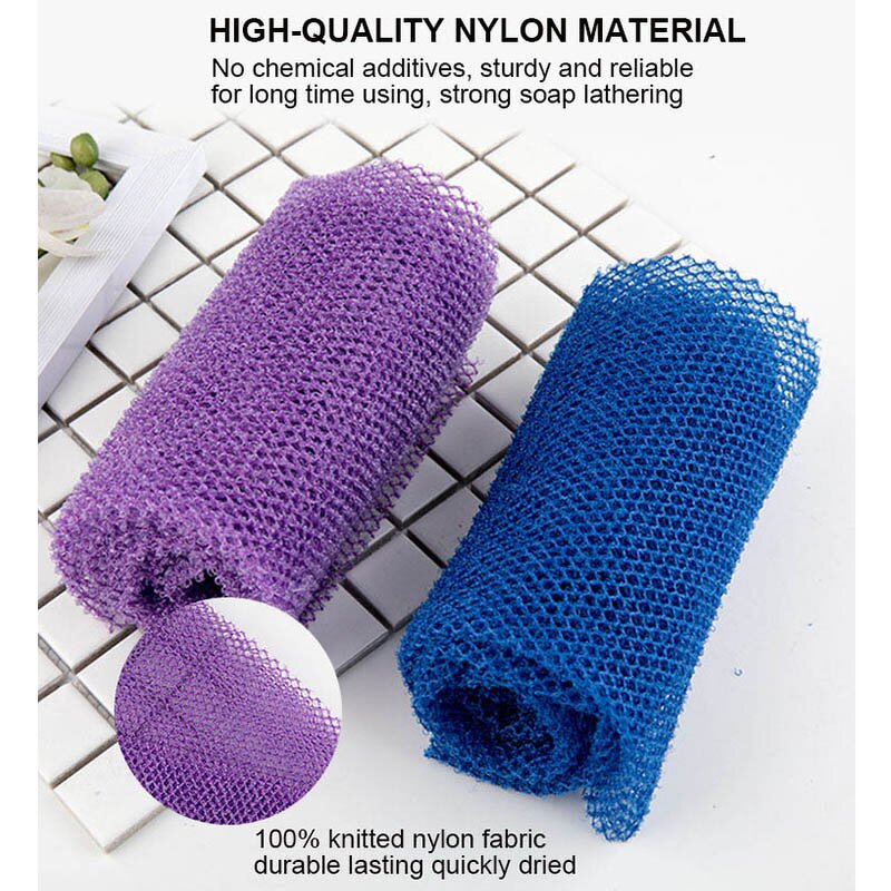 Back Scrubber Towel Manufacturer - Japanese Korean High Grade Nylon Long Bath African Net Sponge Exfoliating Shower Cloth
