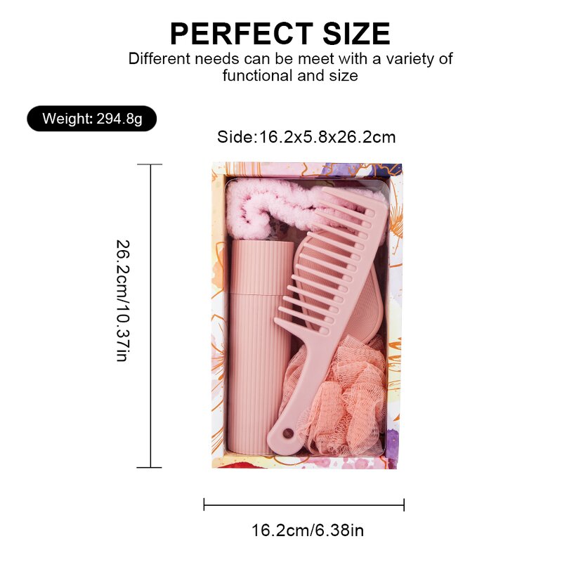 Bath Accessory Set Manufacturer - Custom Gift Box Loofah Sponge Brush Comb Coral Fleece Headbands Spa Cleaning Tool