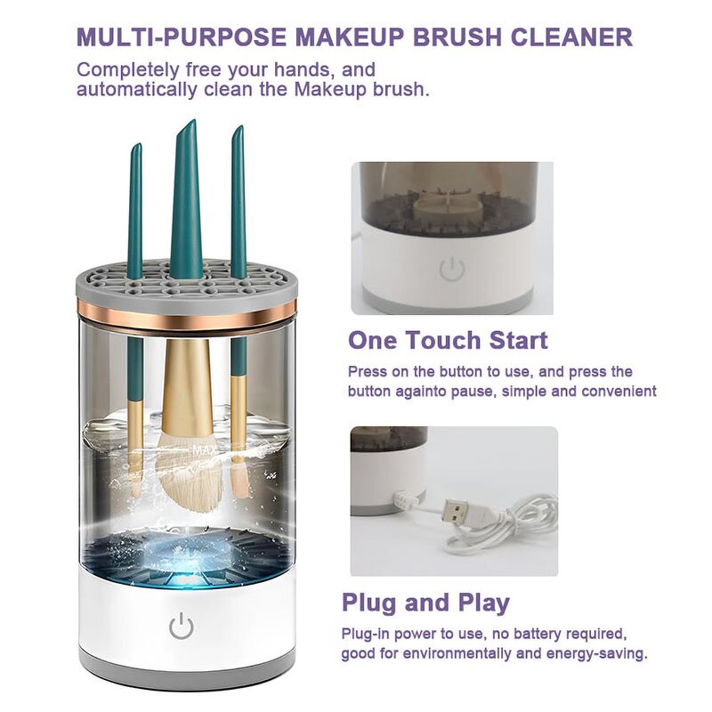 Makeup Brush Cleaner Manufacturer - 2 in 1 Electric Portable Cosmetic Cleaning Tool All Size Beauty Brushes Set Holder Washing Blender