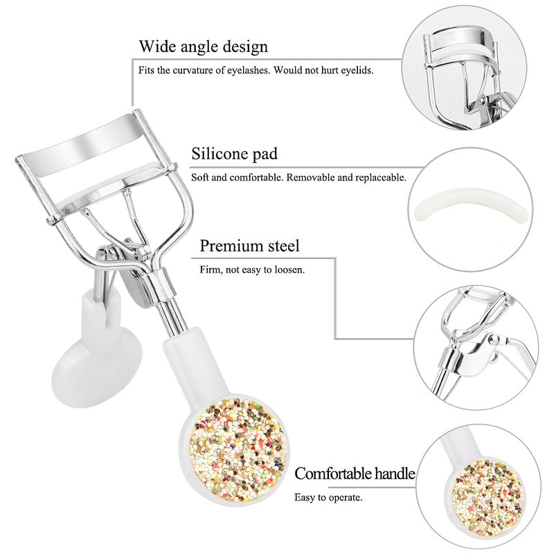 Eyelash Curler Manufacturer - Portable Diamond Wide Handle Stainless Steel Cosmetic False Eyelash Curling Clip