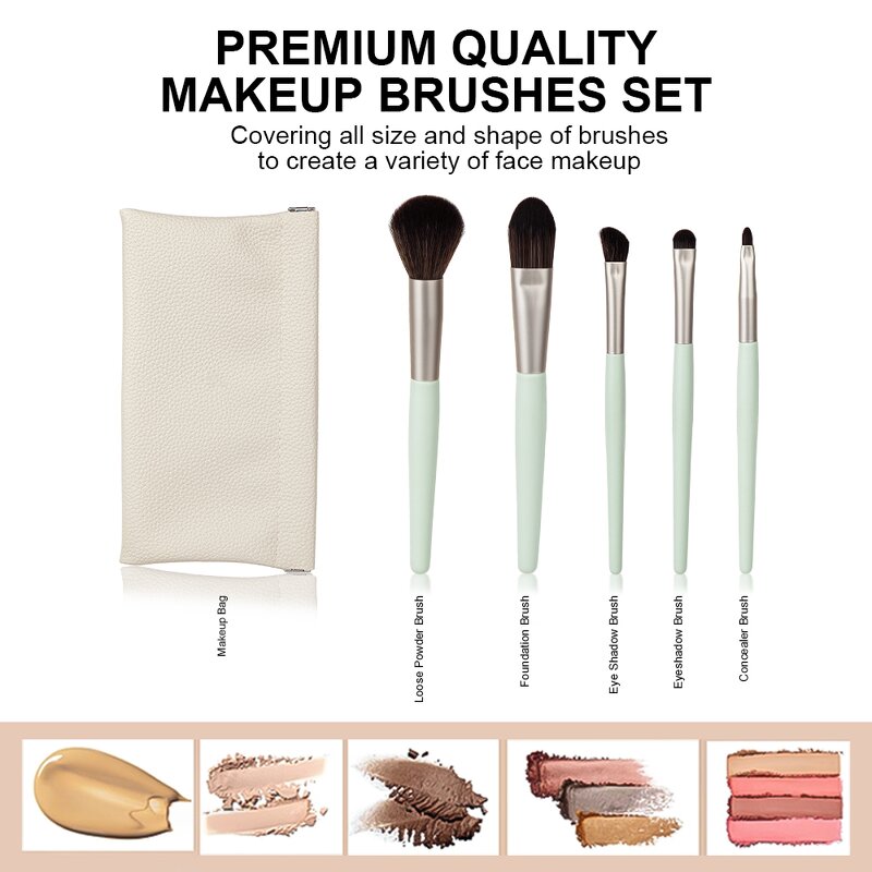 Makeup Brush Set Manufacturer - Custom Logo Soft Animal Hair Synthetic Highlight Face Powder Blush Concealer Brushes with PU Bag
