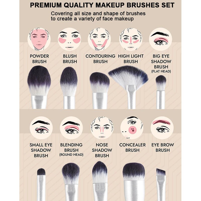 Makeup Brush Set Manufacturer - Custom Logo Professional Synthetic Foundation Powder Concealer Eye Shadows Brushes with Waterproof Bag