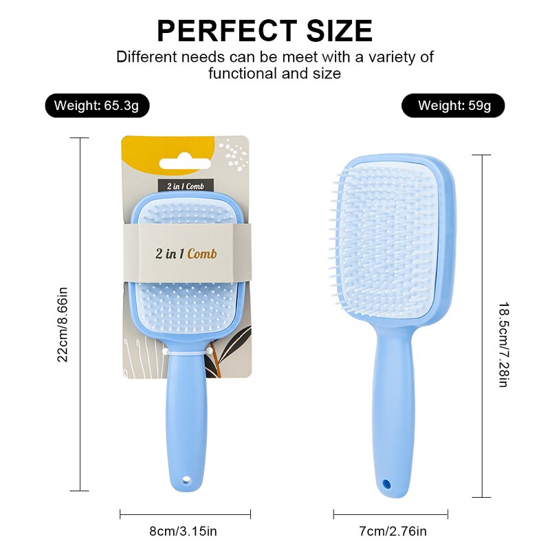 Detangle Hair Comb Manufacturer - Custom Logo Wet Dry Curved Vent Self-Cleaning Brush for Curly Hair Detangling