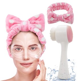 Facial Cleansing Brush Set Manufacturer - Best 2-in-1 Manual Vibrating Silicone and Headband Portable Deep Pore Exfoliating Brush