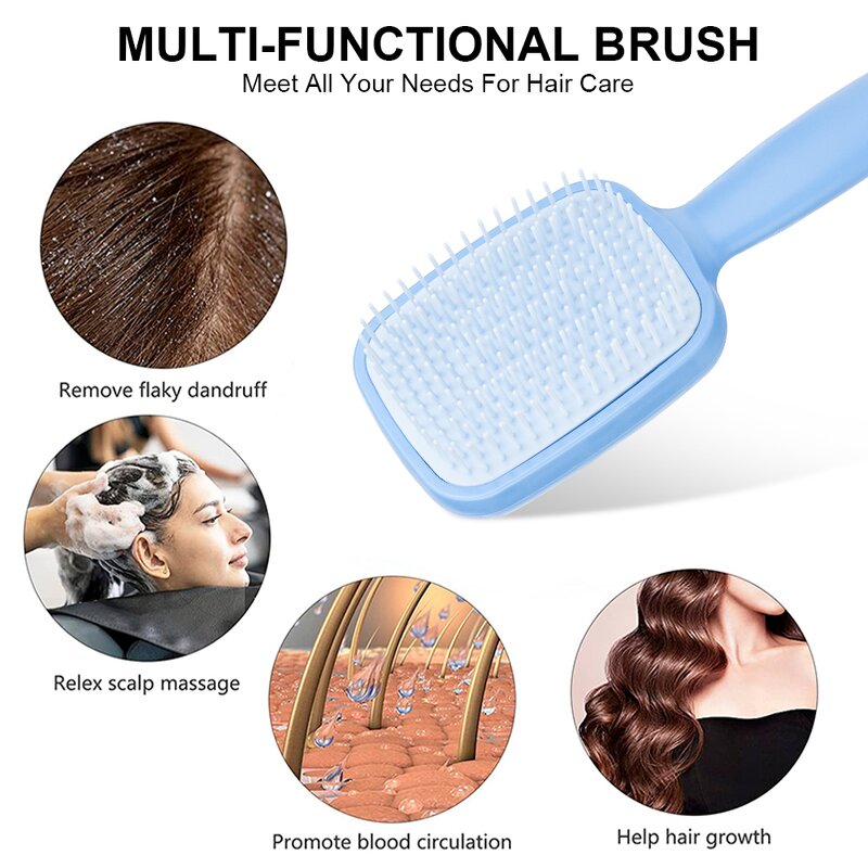 Detangle Hair Comb Manufacturer - Custom Logo Wet Dry Curved Vent Self-Cleaning Brush for Curly Hair Detangling