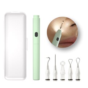 Electric Blackhead Removal Tool Manufacturer - Professional 5-in-1 Pimple Popper Face Acne Needle Comedone Extraction Kit with LED Light