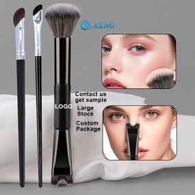 Nose Contour Brush Manufacturer - 2 in 1 Dual End U-Shaped Fluffy Vegan Synthetic Hair Face Foundation Blush Highlighting Brush