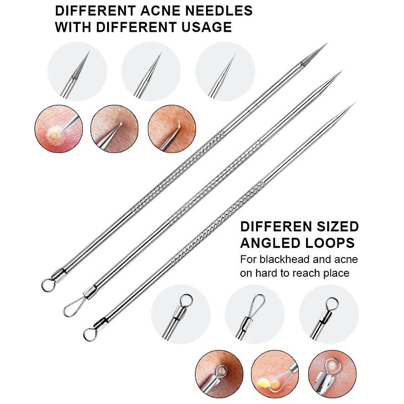 Pimple Popper Tool Kit Manufacturer - Hot Sell Professional Facials Spot Whitehead Blemish Acne Needle Extraction