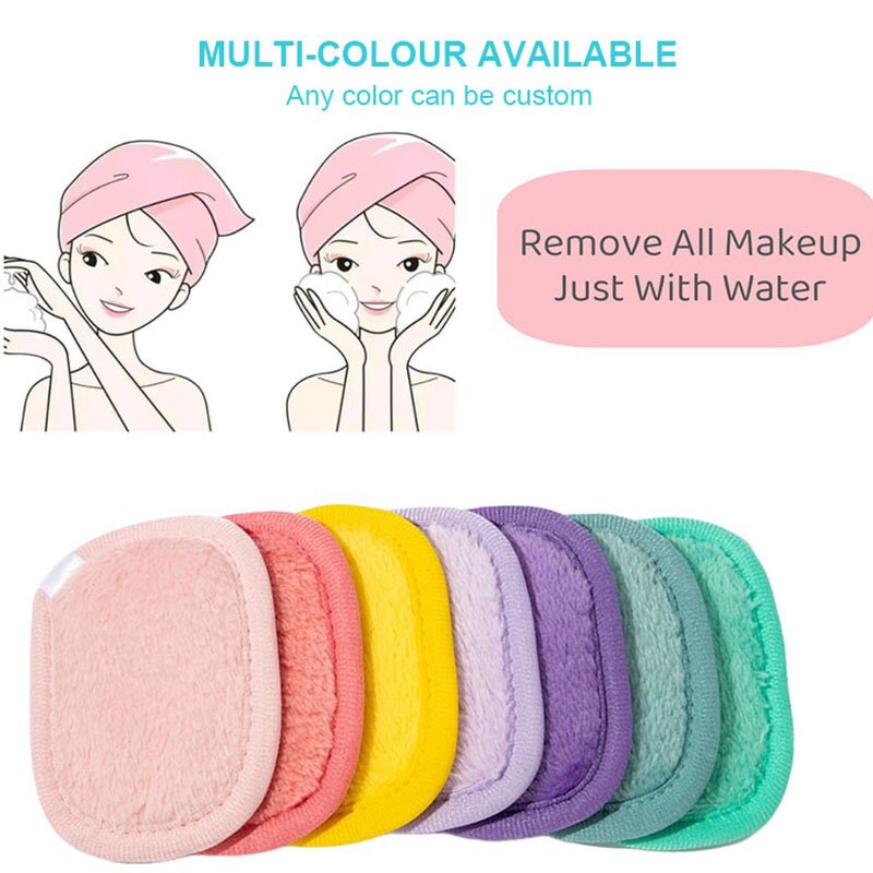Makeup Remover Cloth Manufacturer - Custom Logo Reusable Microfiber Soft Facial Water Wash Remove Dirt Cotton Pads Towel