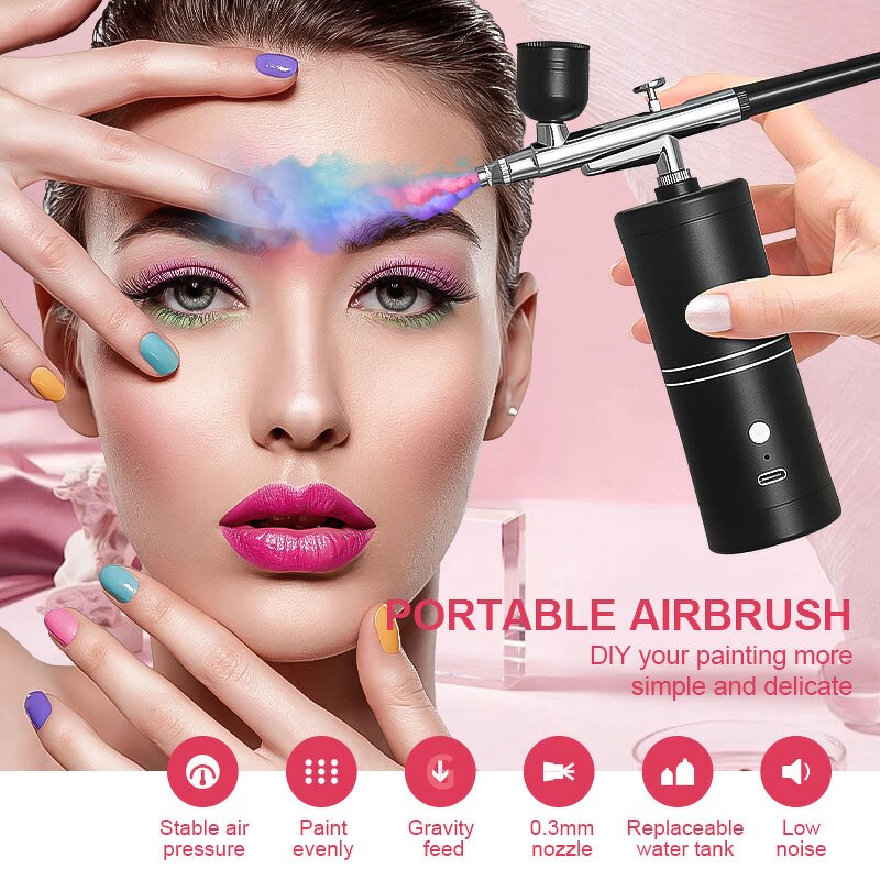 Airbrush Kit Manufacturer - Professional Paint Cordless Rechargeable Air Compressor Gun Spray for Nail Art Salon Makeup Cake