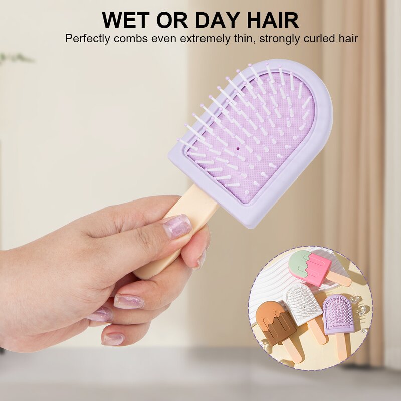 Hair Air Cushion Comb Manufacturer - New Ice Cream Shape Mini Soft Bristles Scalp Massage Detangler for Girls