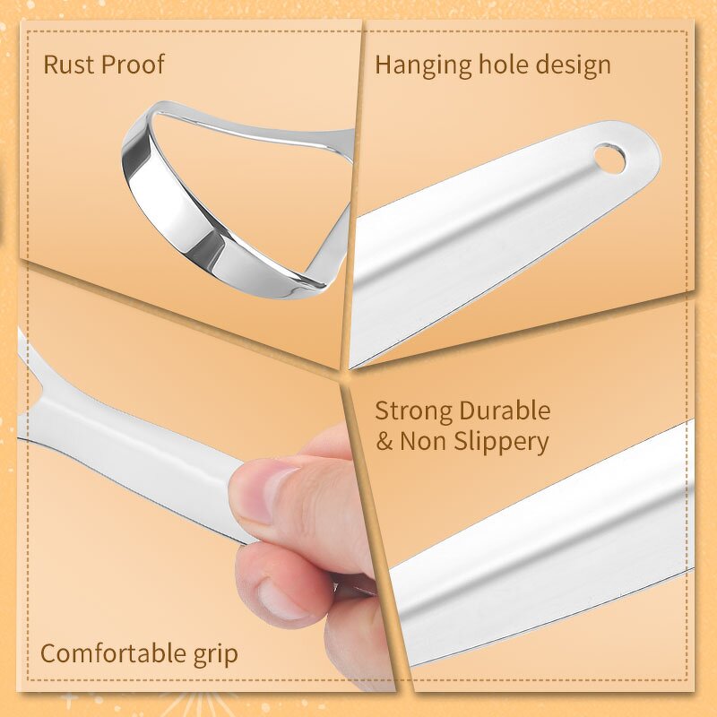 Tongue Scraper Set Manufacturer - Best Premium Stainless Steel 2 Pack Cleaner Tool With Travel Case for Adults