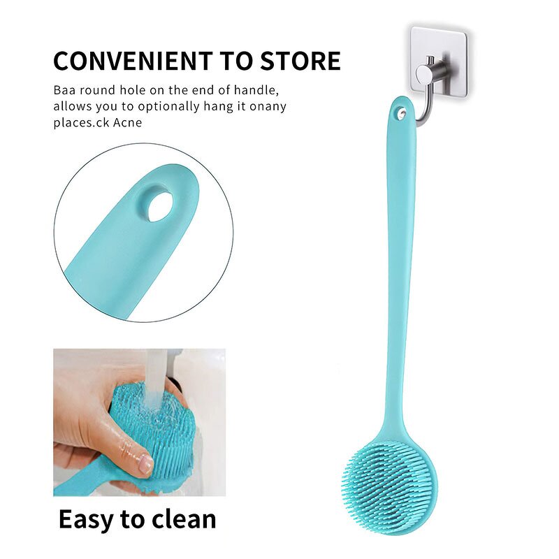 Silicone Bath Brush Manufacturer - Multifunctional Rub Massage Soft Bristles Shower Back Body Scrub With Long Handle