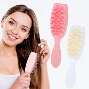 Silicone Hair Comb Manufacturer - Premium Straight Soft Bristles Dandruff Removal Scalp Care Long Handle Shampoo Scrubber