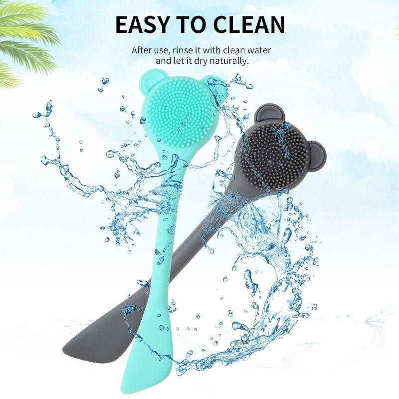 Facial Cleaning Scrubber Manufacturer - Custom Korean Waterproof 2 in 1 Silicone Face Mask Brush Deep Pore Exfoliating Cleaner
