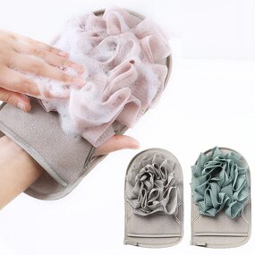 Bath Exfoliating Gloves Manufacturer - Wholesale 2 in 1 Mesh Mitt Dead Skin Removal Brush for Men Women