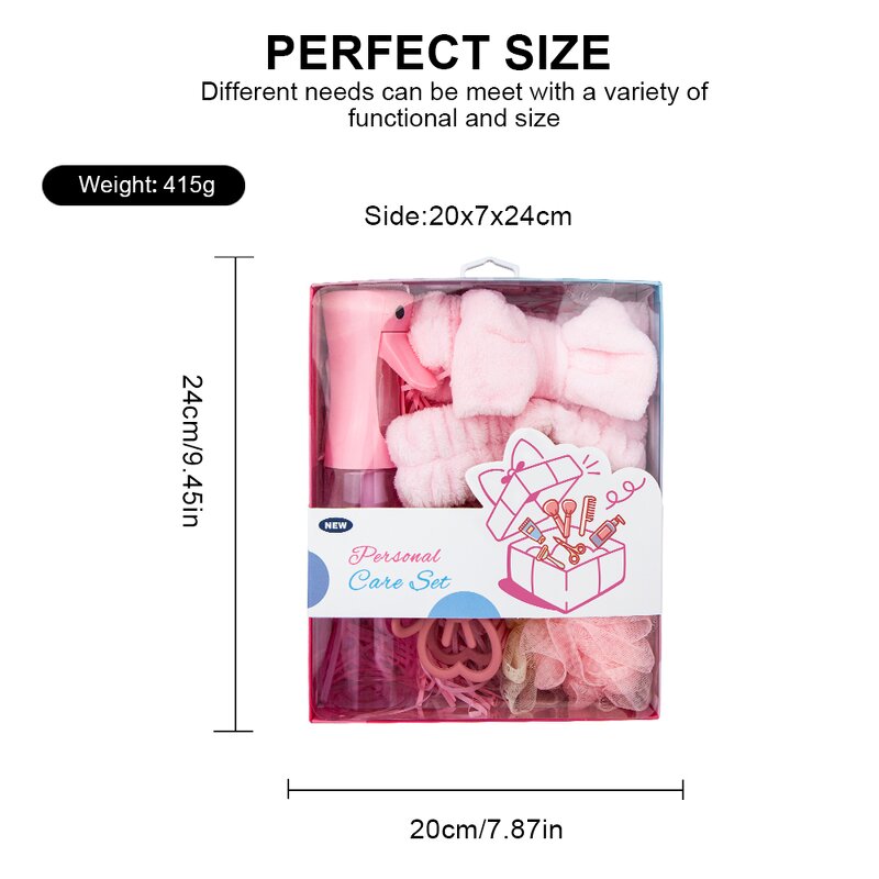 Spa Bath Tool Gift Set Manufacturer - Custom Body Shower Sponge Washband Wristband Hair Claw Mist Sprayer Bottle