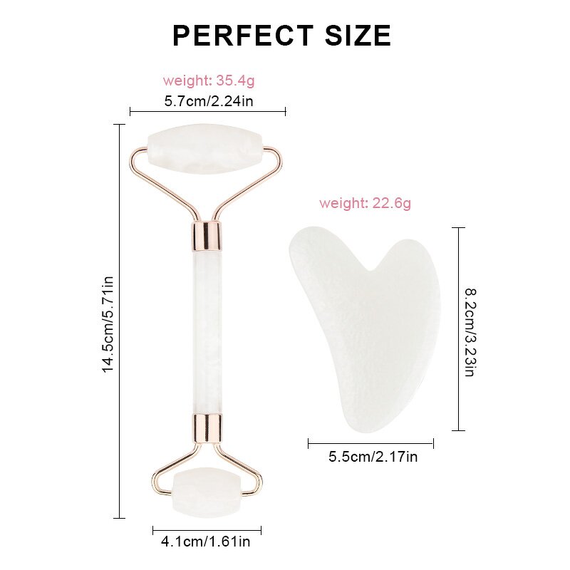 Facial Massager Roller Manufacturer - Wholesale Jade Roller Guasha Set Resin Plastic Non Natural Stone Face Skin Care Tool