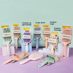 Hair Styling Brush Manufacturer - Personalize Large Curved Fluffy Rib Comb Wet Dry Salon Detangler for Female