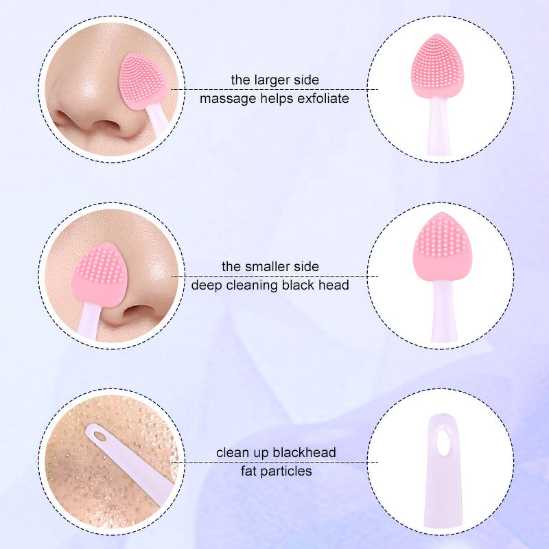 Facial Cleansing Brush Manufacturer - Customized Private Label Double-Sided Silicone Exfoliate Nose Lip Scrub Brushes Tool