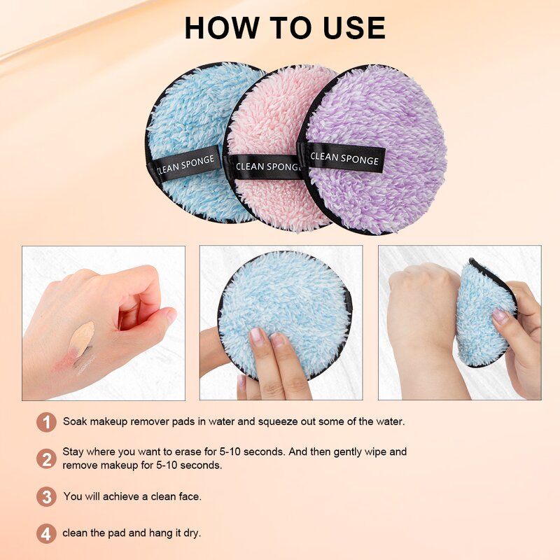 Makeup Remover Pads Manufacturer - Custom Logo Reusable 100% Microfiber Washable Face Cleansing Exfoliating Puff
