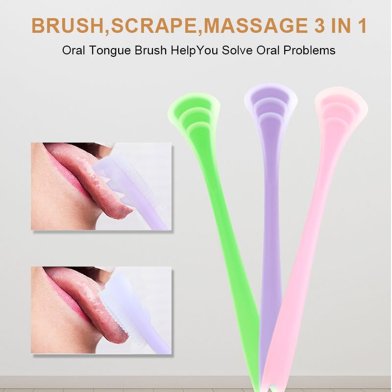 Tongue Scraper Brush Manufacturer - Portable 2 in 1 Silicone Non-Synthetic Oral Hygiene Care Tool Cleaning Tongue Spatula