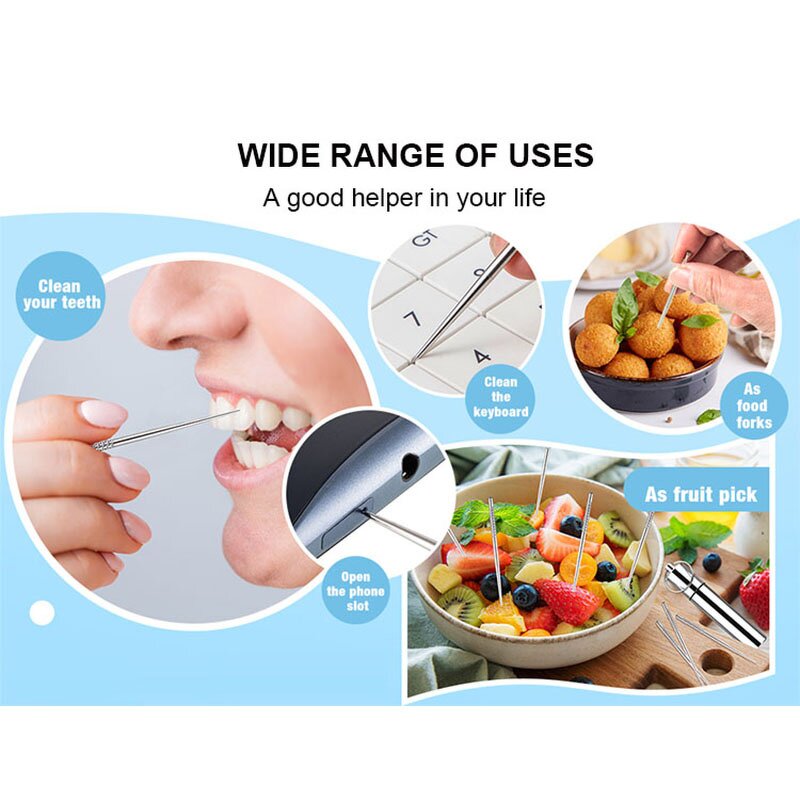 Metal Toothpick Set Manufacturer - Portable Stainless Steel Reusable Waterproof Mini Oral Cleaning Teeth Care Mouth Cleaner Tool