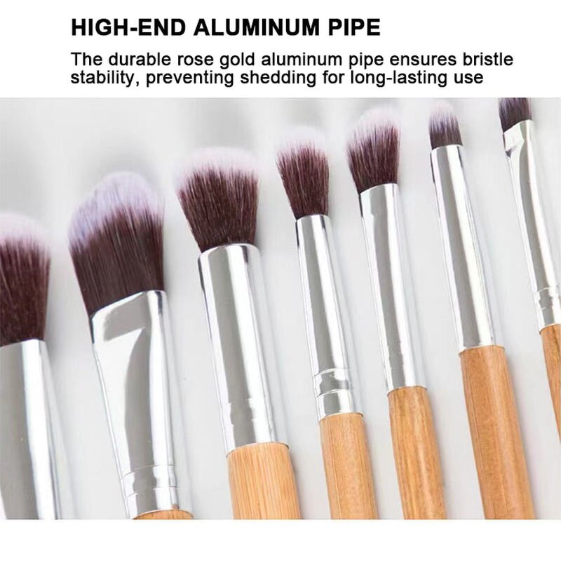 Makeup Brush Set Manufacturer - Custom Natural Bamboo Synthetic Bristles Vegan Beauty Brushes with Travel Bag