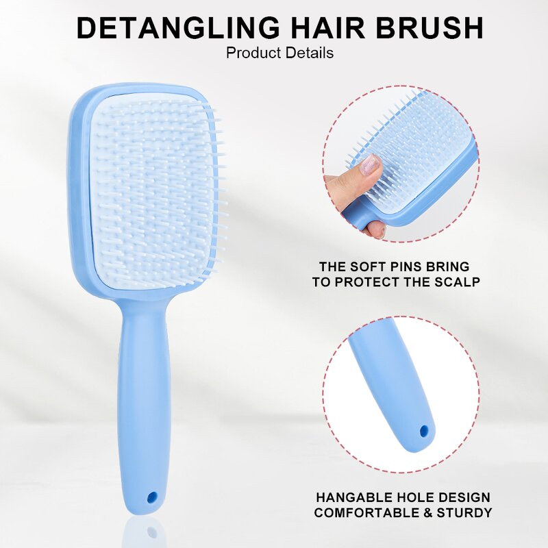 Detangle Hair Comb Manufacturer - Custom Logo Wet Dry Curved Vent Self-Cleaning Brush for Curly Hair Detangling