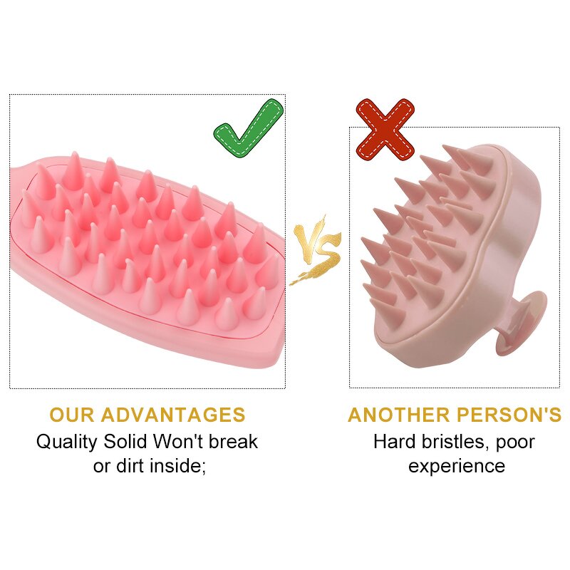 Silicone Hair Comb Manufacturer - Premium Straight Soft Bristles Dandruff Removal Scalp Care Long Handle Shampoo Scrubber